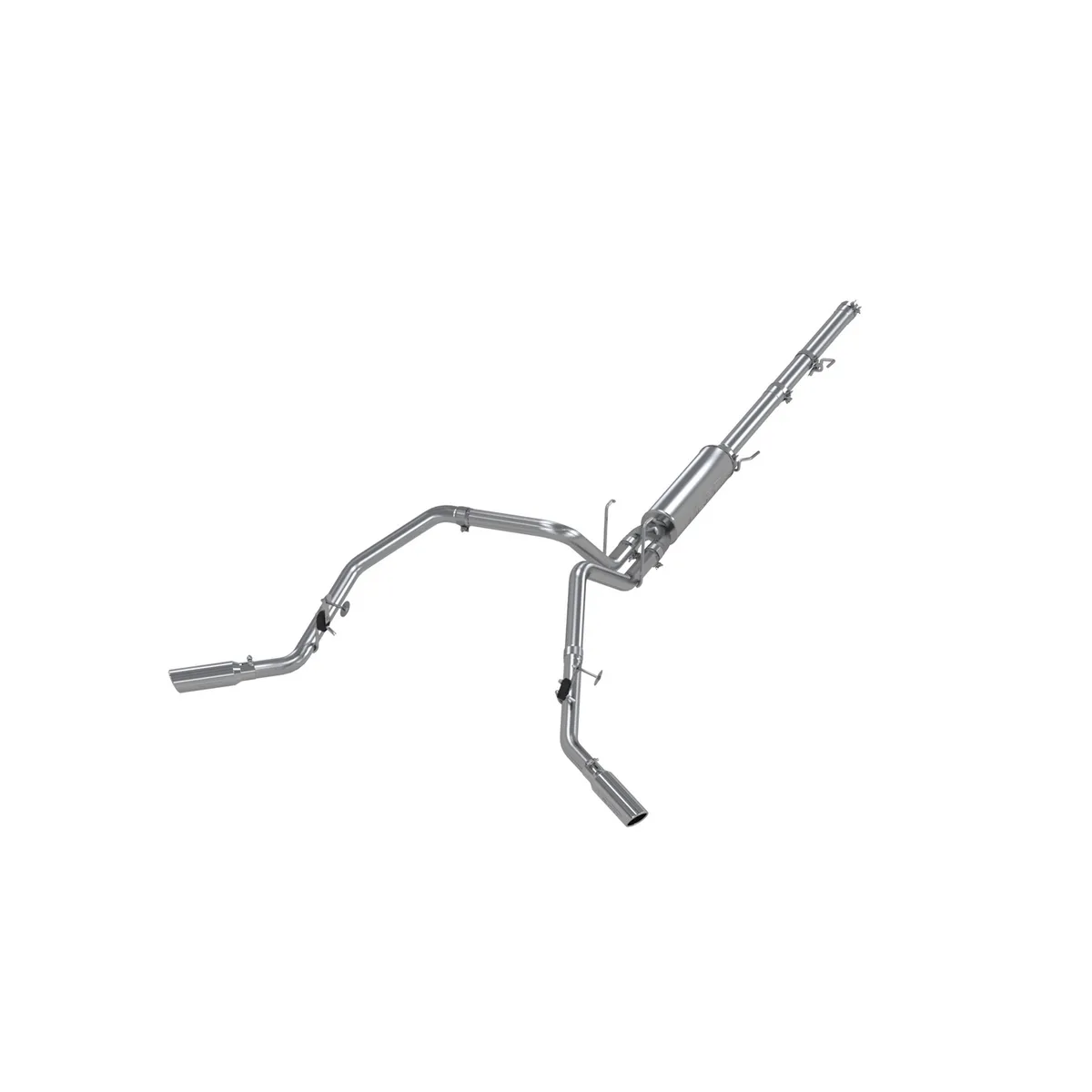Armor Lite Cat Back Exhaust System; 3 in.; Incl. Ext. Pipe/Muffler/Over Axle Pipes/Tailpipes/Hardware/3.5 in. OD Tips; Dual Split Side Exit; Aluminized; product image