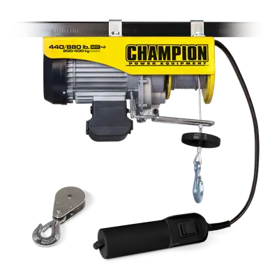Champion Power Equipment Electric Hoist W/Remote Control And Pulley Hook