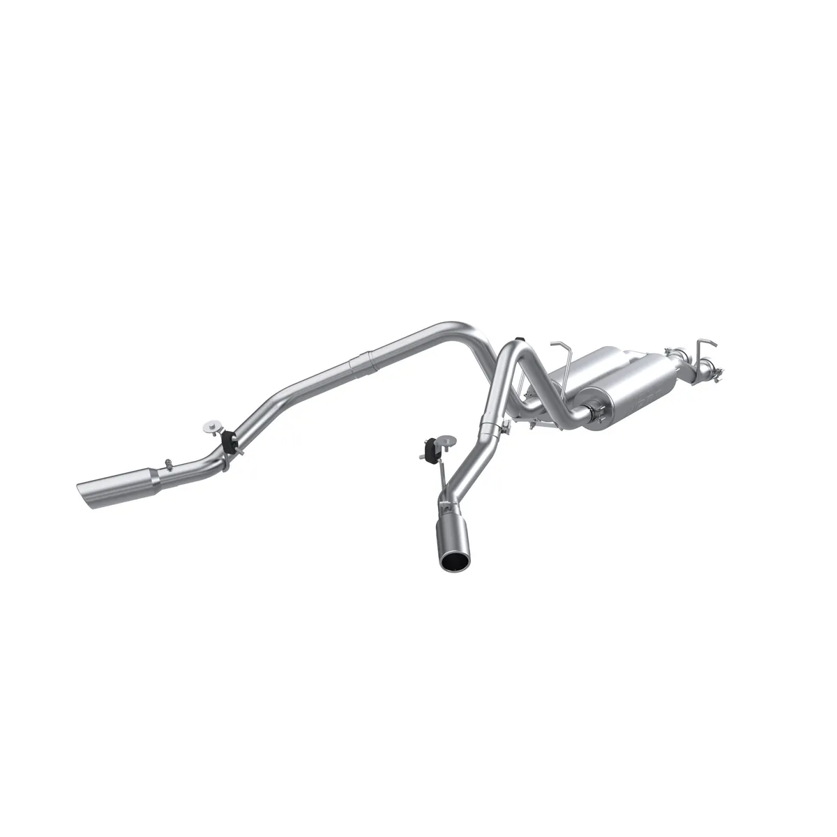 Armor Lite Cat Back Exhaust System; 2.5 in.; Incl. Ext. Pipe/Over Axle Pipes/Tailpipes/Muffler/Hardware/3.5 in. OD Tips; Dual Split Side Exit; Aluminized; product image