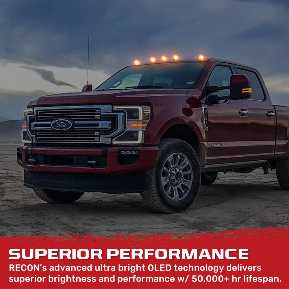 Ford 17-23 Superduty 5-Piece Set Clear Cab Roof Light Lens With 2-Way Forward Rear Facing White Ultra High-Power Leds - Attn This Cab Light Set is For a Fresh Install on a Truck That Did Not Come With OEM Cab Roof Lights no Square Hole Required - on product image