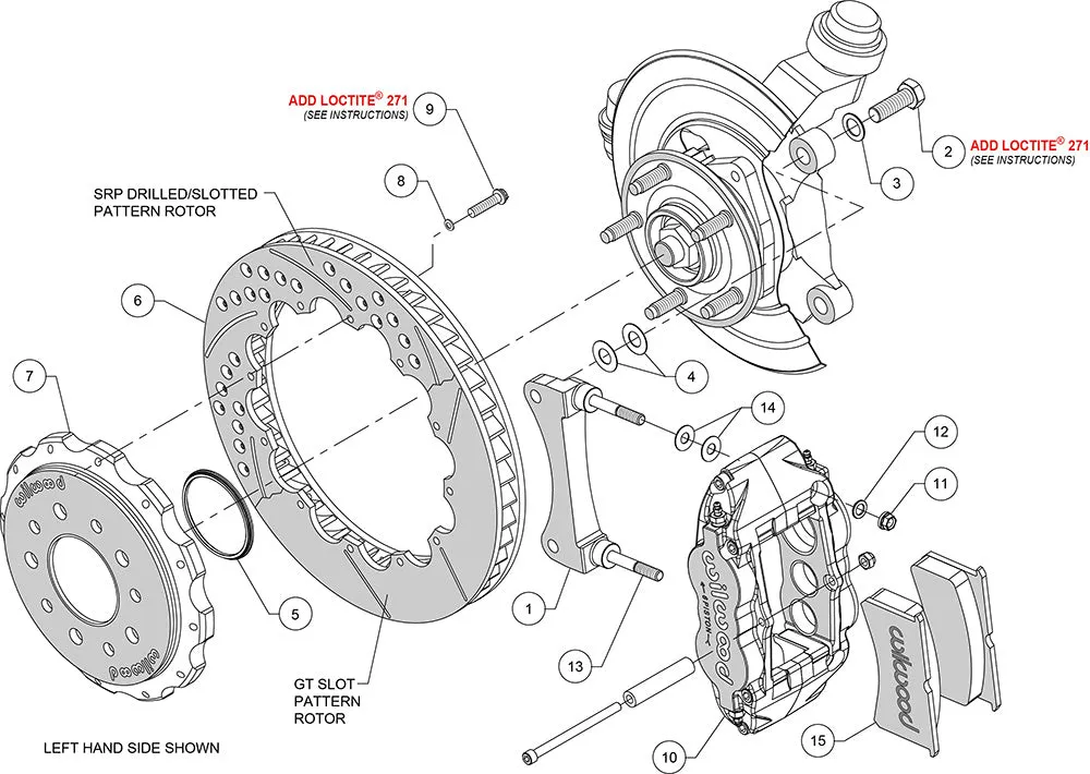 2007 - 2018 Jeep Forged Narrow Superlite 6R Big Brake Front Brake Kit (Hat) - 140-13880 product image