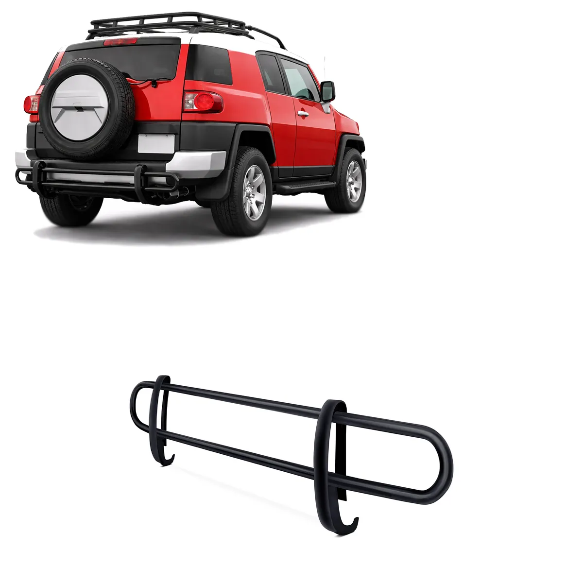 Black Horse Off Road 0714 fj Cruiser Rear Bumper Guard Double Tube Black