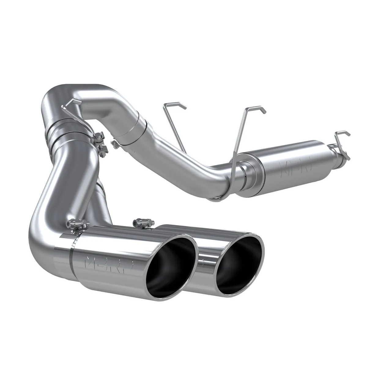 Armor Lite Cat Back Exhaust System; 4 in.; Incl. Ext. Pipe/Muffler/Over Axle Pipes/Y-Pipe/Tailpipes/Hardware/5 in. OD Tip; Single Side Dual Outlet Exit; Aluminized; product image