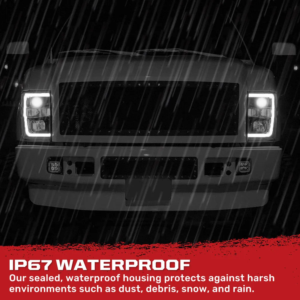 Ford Superduty 08-10 F250f350f450f550 Projector Headlights w Ultra High Power Smooth Oled Halos And DRL - Smoked b product image