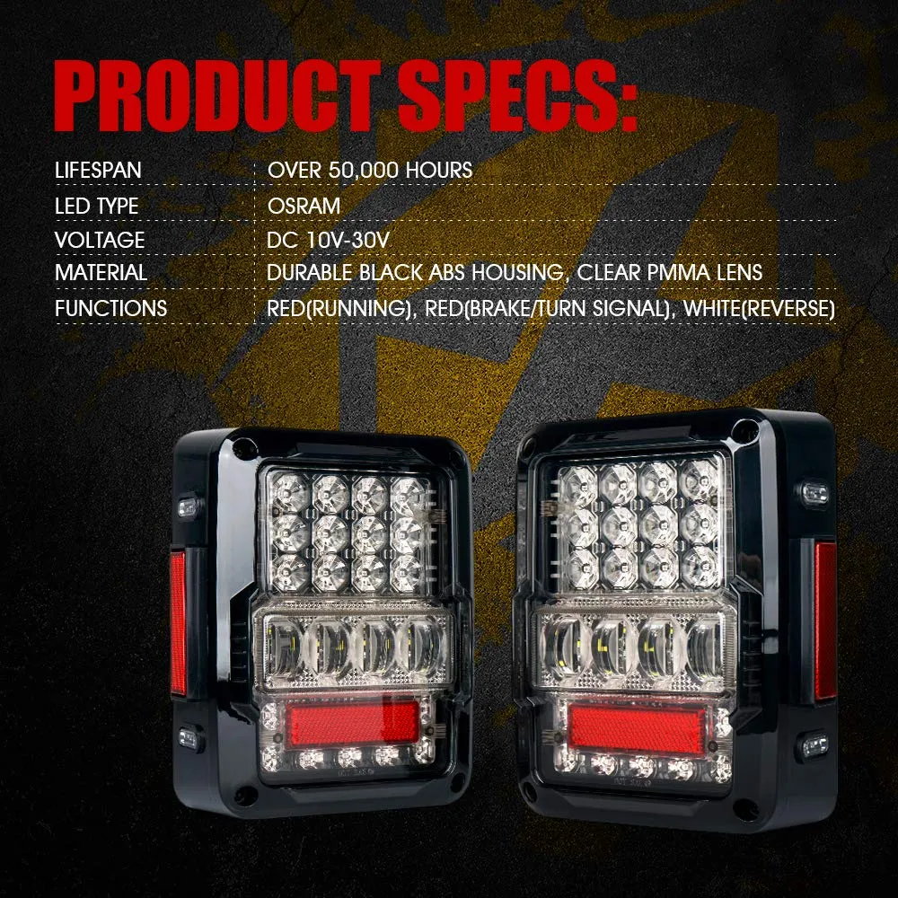 Xprite LED Tail Lights for Jeep Wrangler JK 2007-2018 – Smoked Lens Plug & Play Brake, Turn Signal & Reverse Lights | Destroyer Series product image