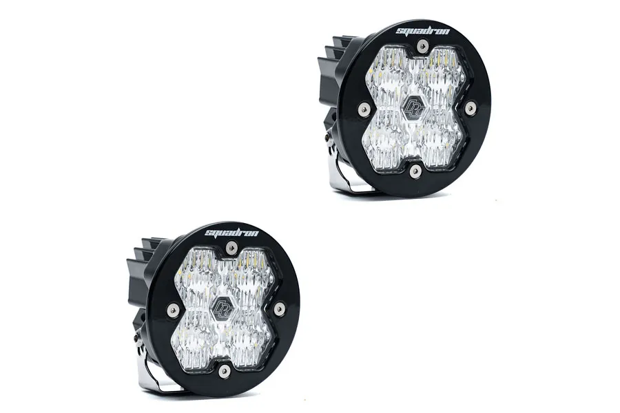 Baja Designs Squadron-R 2.0 Sport Black LED Auxiliary Light Pod Pair (No Harness) Universal Clear Wide Cornering Baja Designs