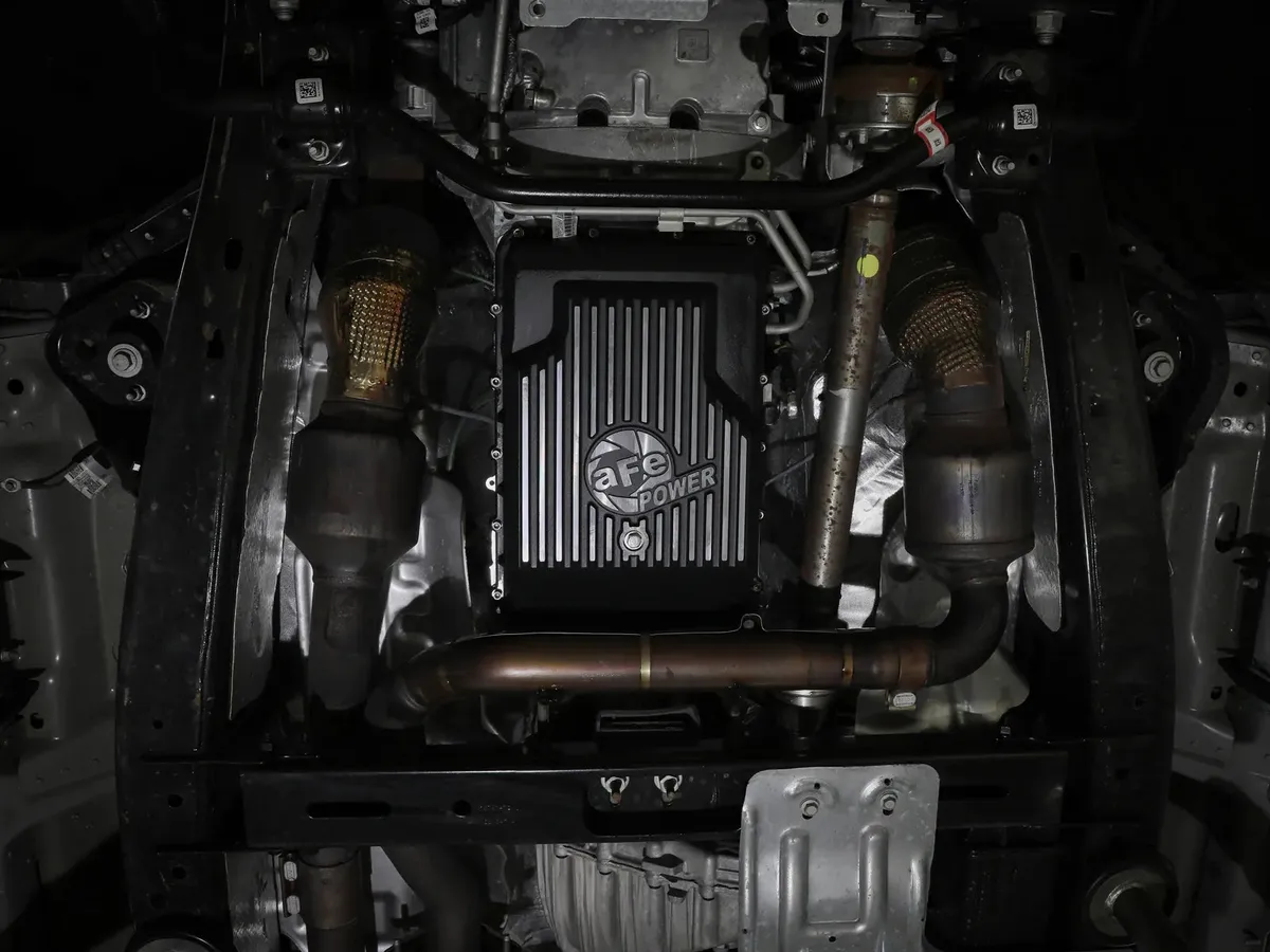 aFe POWER Pro Series Transmission Pan Black w/ Machined Fins Ford Trucks/SUVs 17-25 (10R60/10R80) product image