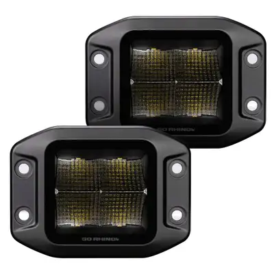 Go Rhino go Rhino 750400321fcf Blackout Series - Cubeit 3x3 LED Cube Flood Lights With Flush Mount, Pair
