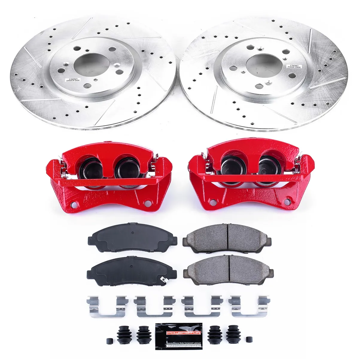 Z23 Evolution Sport Upgrade Kit: Drilled/Slotted Rotors; Carbon-Fiber Ceramic Pads; Powder Coated Calipers product image