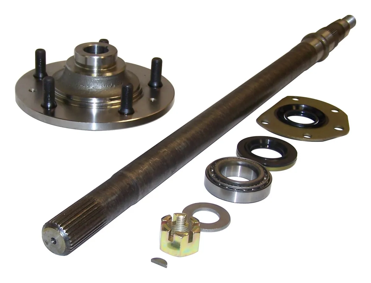 1982-1986 CJ-7 CJ Left (Driver Side); Includes Axle Shaft (28-9/16in long) Hub Bearing Seals Nut Washers Key & Instruction Sheet 1982-1986 CJ-8 CJ Left (Driver Side); Includes Axle Shaft (28-9/16in long) Hub Bearing Seals Nut Washers Key & product image