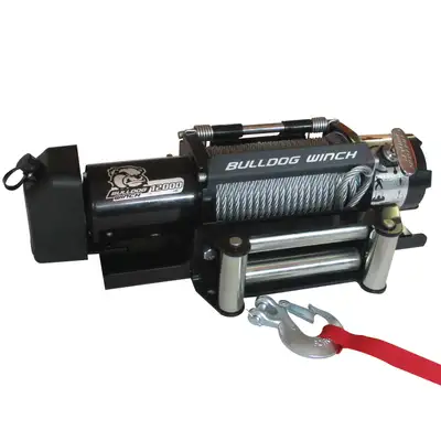Bulldog Winch 12,000 LB Trailer Winch 100 Ft Wire Rope Roller Fairlead Bulldog Winch
