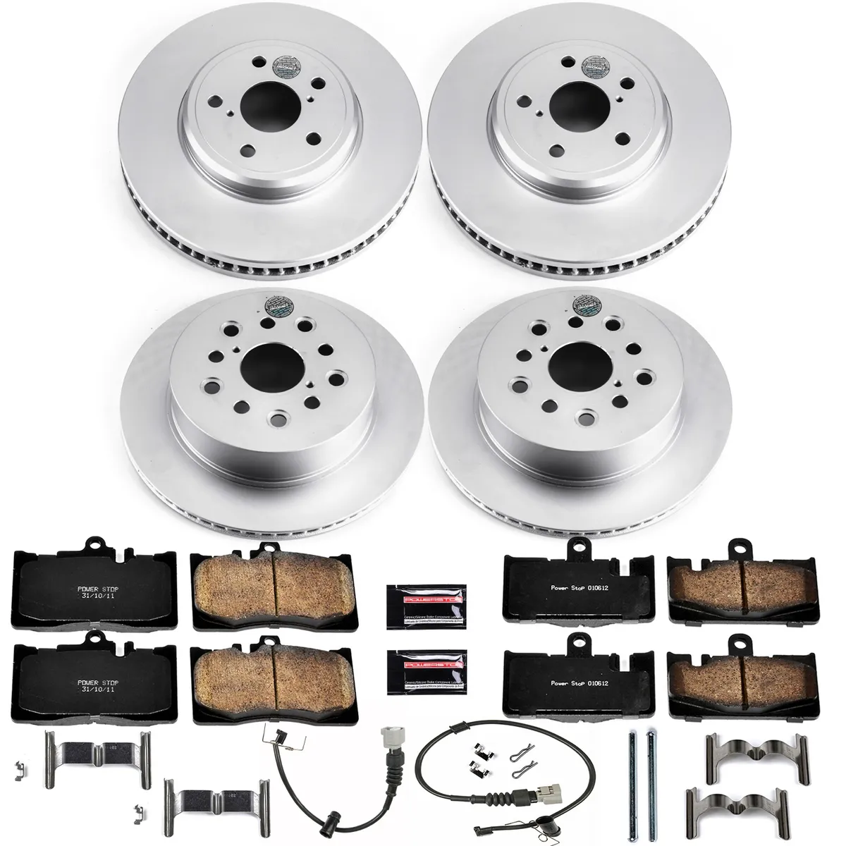 Z17 Geomet Coated Rotor Kit: Genuine Geomet Fully Coated Rotors; Ceramic Pads W/Hardware; Pad Sensors product image