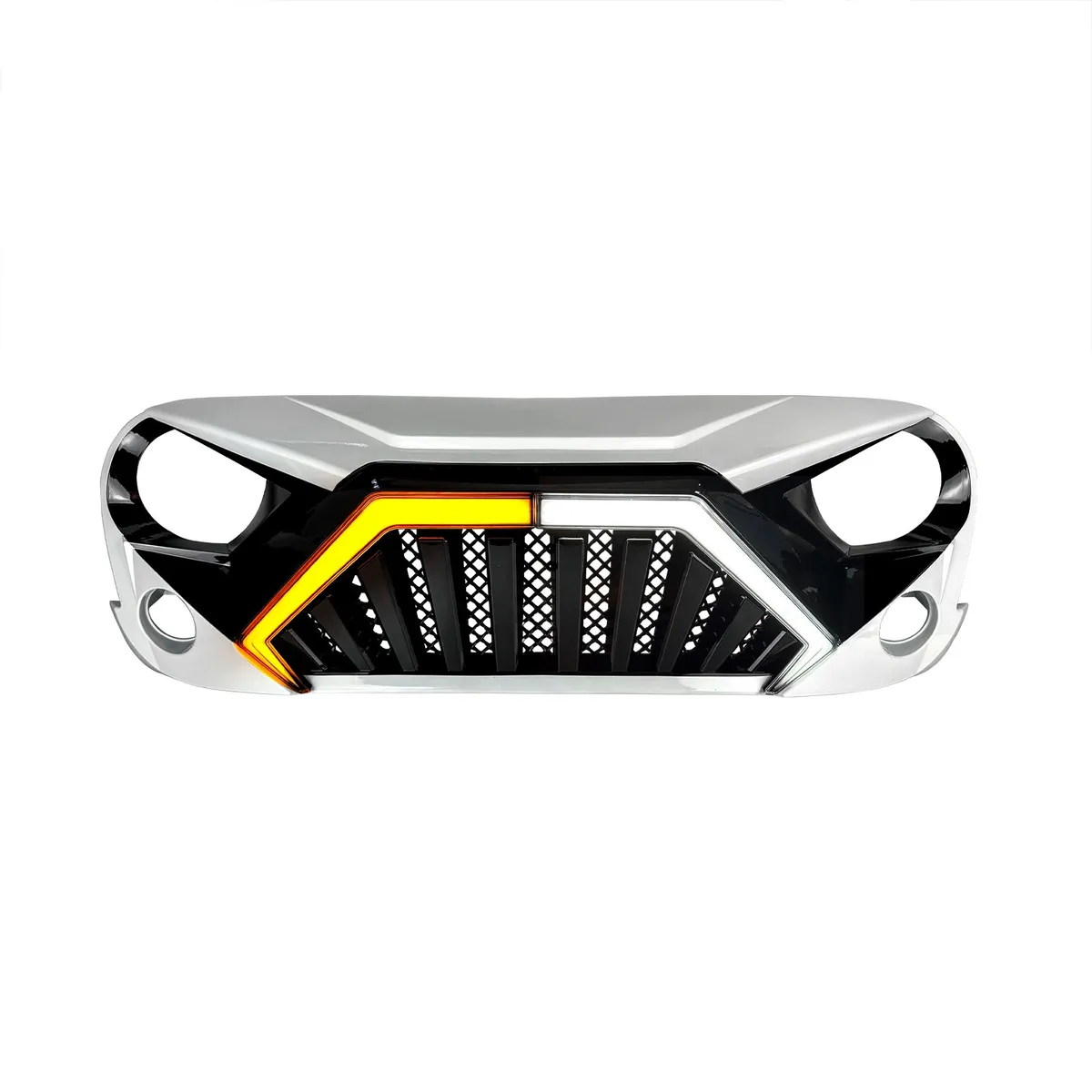 Goliath Grille W/ LED DRL and Turn Signals - White & Black For 07-18 Jeep Wrangler JK product image