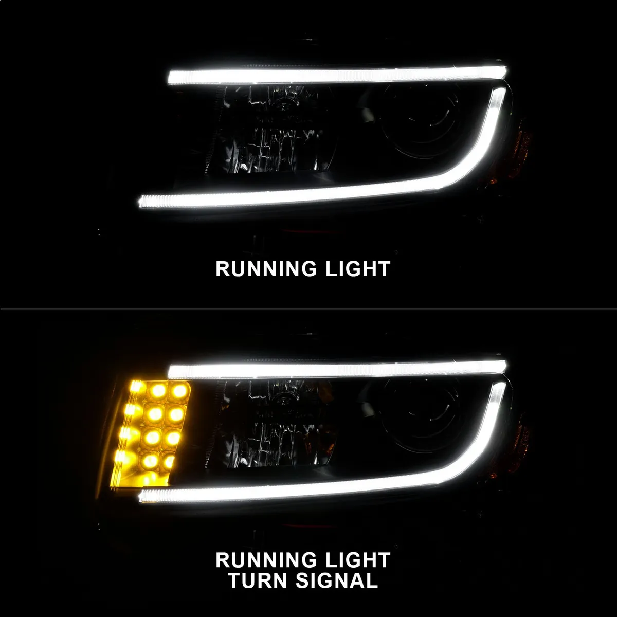 Jeep Grand Cherokee 14-16 Projector Headlights Plank Style Black (For Halogen Models Only) product image