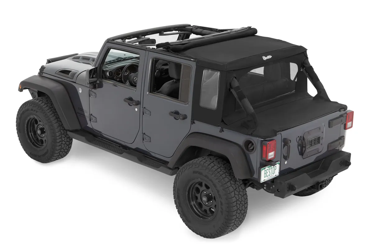 Jeep Wrangler Halftop Soft Top Conversion Kit For Jeep 2007-2018 Wrangler JK 4 Door Black Premium Twill Bestop product image