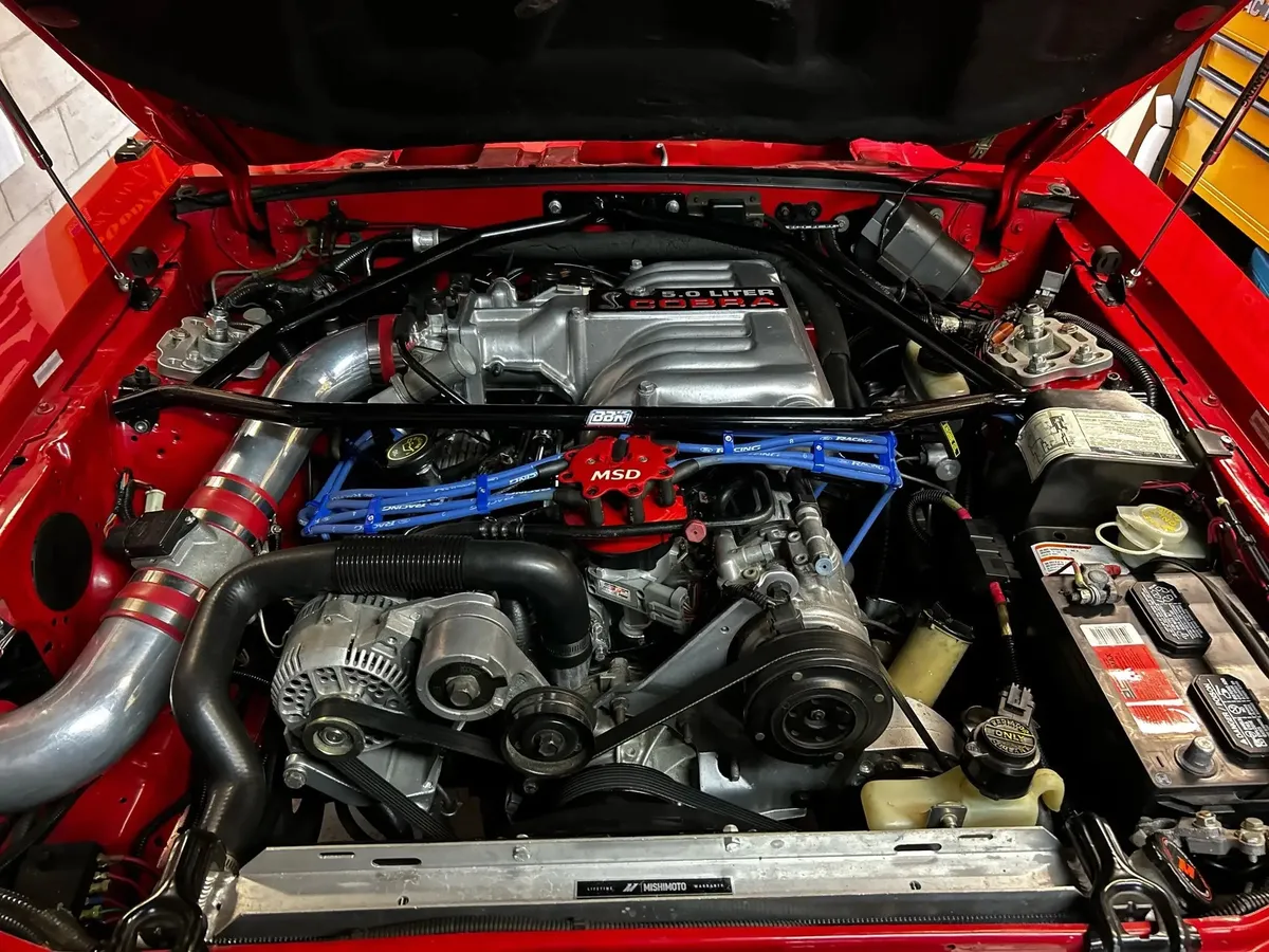 Ford Mustang Strut Tower Brace Black Powdercoat 86-93 product image