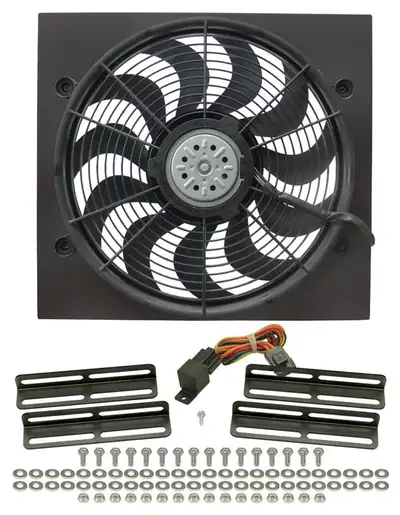 Derale Derale 16919 High Output 17 Electric Puller Fan/Black Steel Shroud Kit