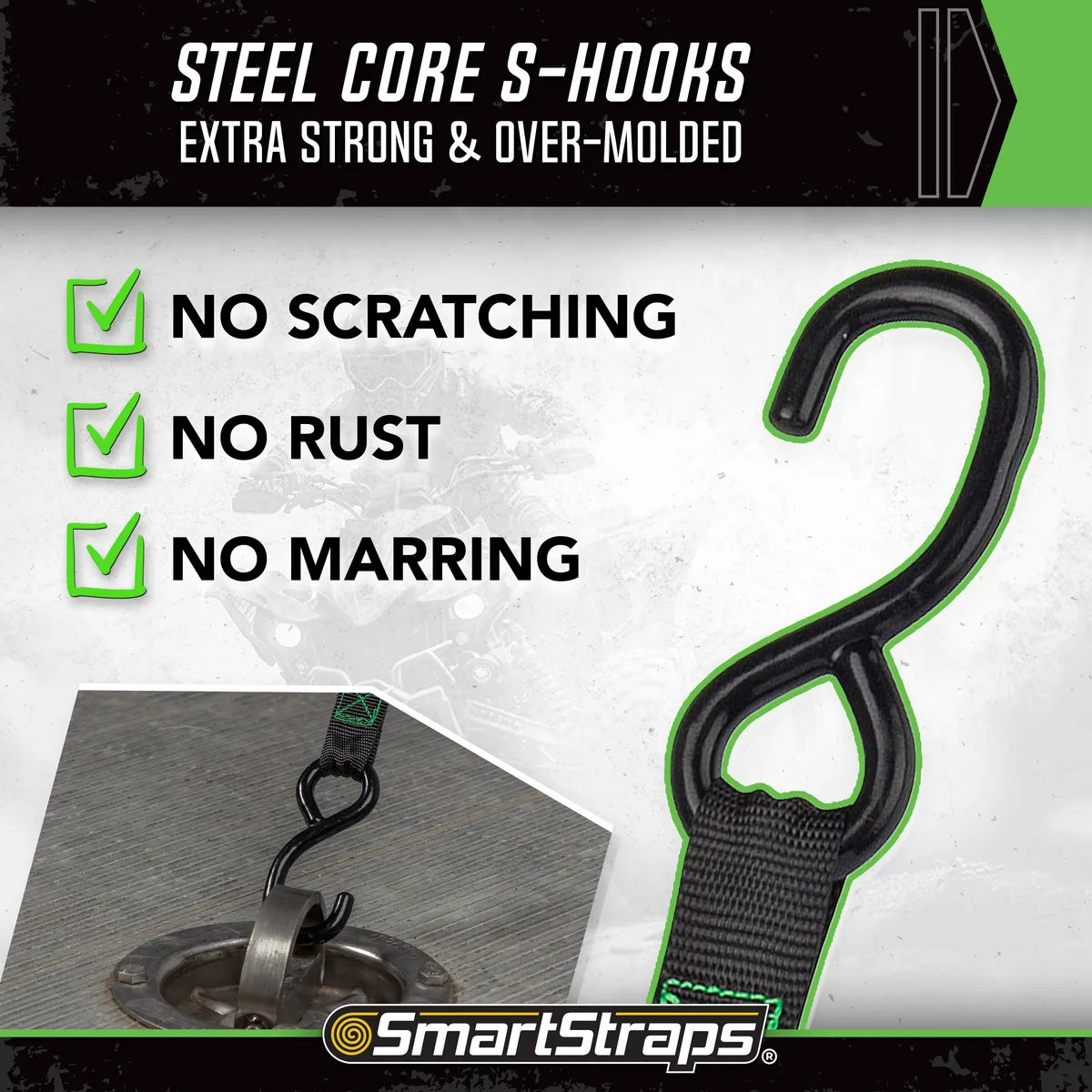 14ft 1500lb Tactical Ratchet Tie Down 4 pk Green product image