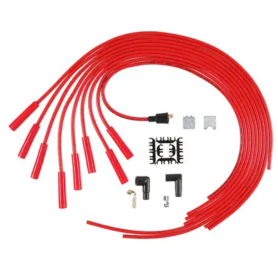 ACCEL Spark Plug Wire Set - 8mm - Universal - Red Wire with Red Straight Boots - 5040R 8mm super stock universal fit spark plug wires feature a spiral core and red silicone jacket.