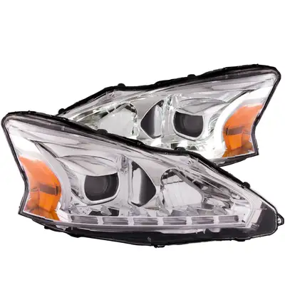 ANZO USA Nissan Altima 13-15 4DR Projector Plank Style Headlights Chrome (For Halogen Models)
