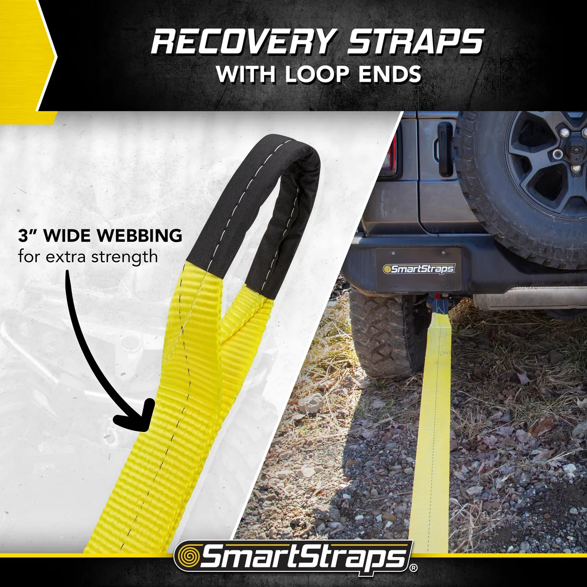 2in x 30ft 15000lb Recovery Strap W/Loop Ends product image