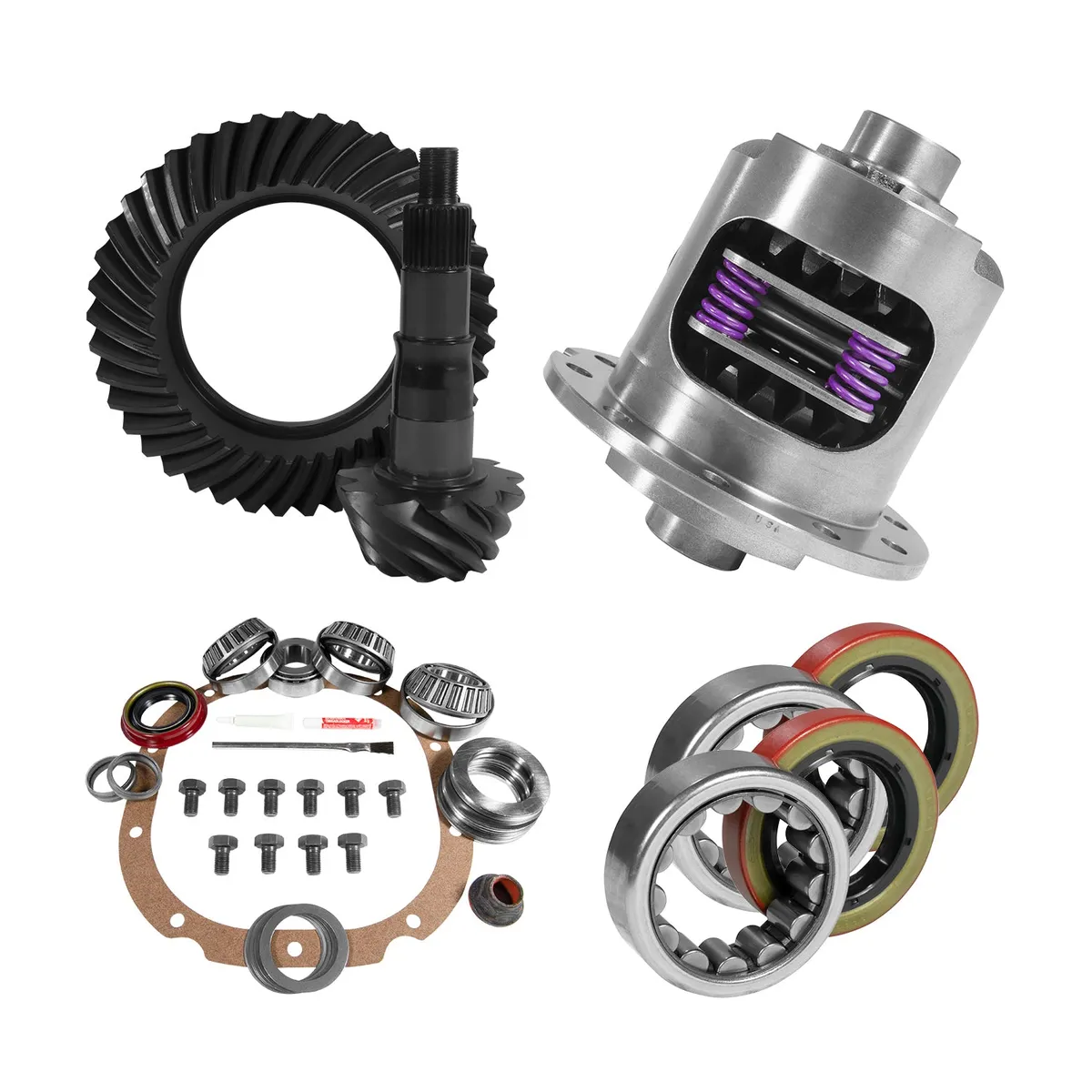 8.8 Inch Ford 4.88 Rear Ring & Pinion Install Kit 31 Spline Posi 2.53 Inch Axle Bearings 8.8 Ford 4.88 Rear R&P Gear/ Install Kit Package With 31 Spline Posi & Ak 1559 Axle Bearings (2.53 Inch Od) Yukon Gear product image