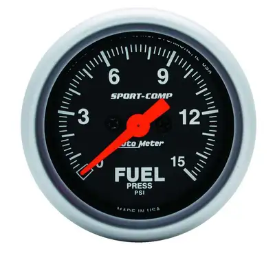 AutoMeter Gauge, Fuel Pressure, 2 1/16", 15psi, Digital Stepper Motor, Sport-Comp