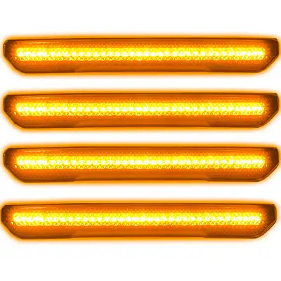 Recon Accessories Gmc 20-23 Sierra HD 4th Gen Fender Lenses 4-Piece Set w 4 Amber LED Lights Attn Fits All Single-Wheel HD Dually Trucks - Clear Lens w Chrome Trim
