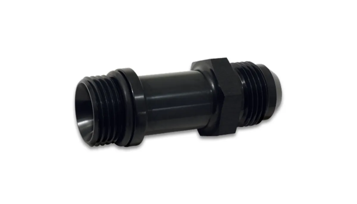 Male Extension Adapter Fitting; -6AN; -6AN ORB; 1.625 in. Adapter Length; 6061 Aluminum; Black Anodized; product image