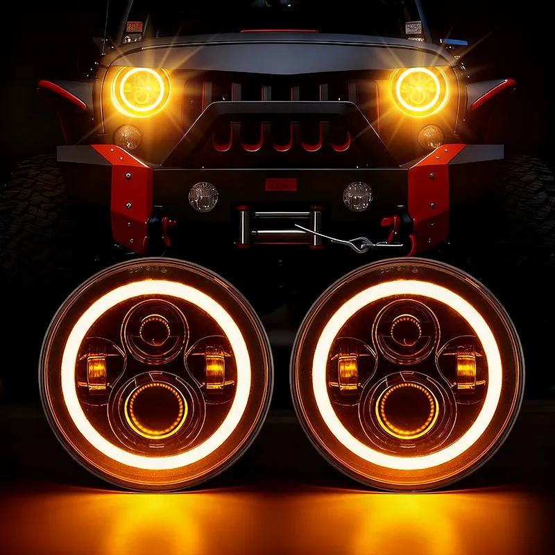 Best Seller Jeep Wrangler LED Headlights with Halo DRL & Turn Signals for 1997–2018 JK CJ TJ product image