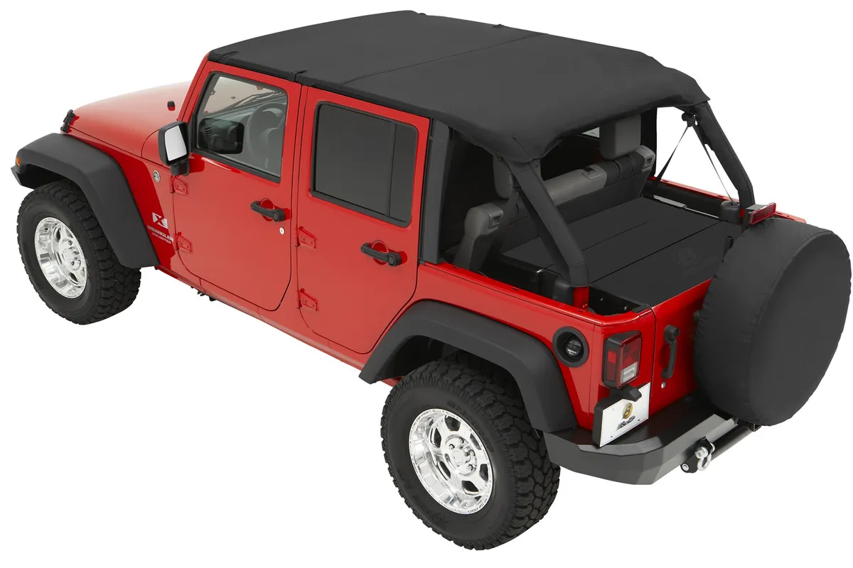 Jeep Bikini Top Header Safari Bikini Tops For Jeep 2007-2009 Wrangler JK 4 Door Black Diamond Fabric Bestop product image