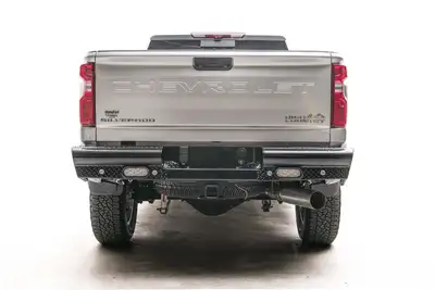Fab Fours Black Steel Ranch Rear Bumper; w/Steel Tread Plate;