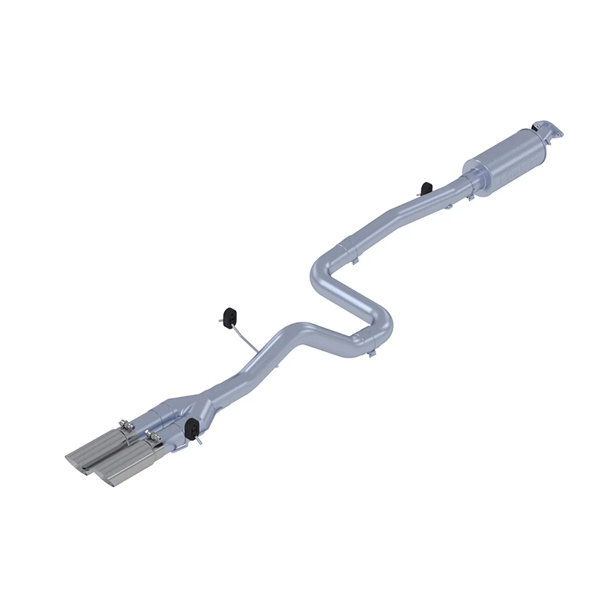 Armor Plus Cat Back Exhaust System; 3 in.; Incl. Muffler/Front Extension Pipe/Extension Pipe/TailPipe/Hardware/3.5 in. OD Tip; Dual Outlet Exit; T409 Stainless Steel; product image