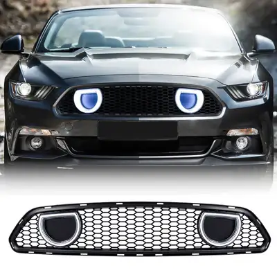 AMERICAN MODIFIED American Modified Amfmca00615 Mach 1 Style Upper Grille With LED DRL And Turn Signal - Matte Black