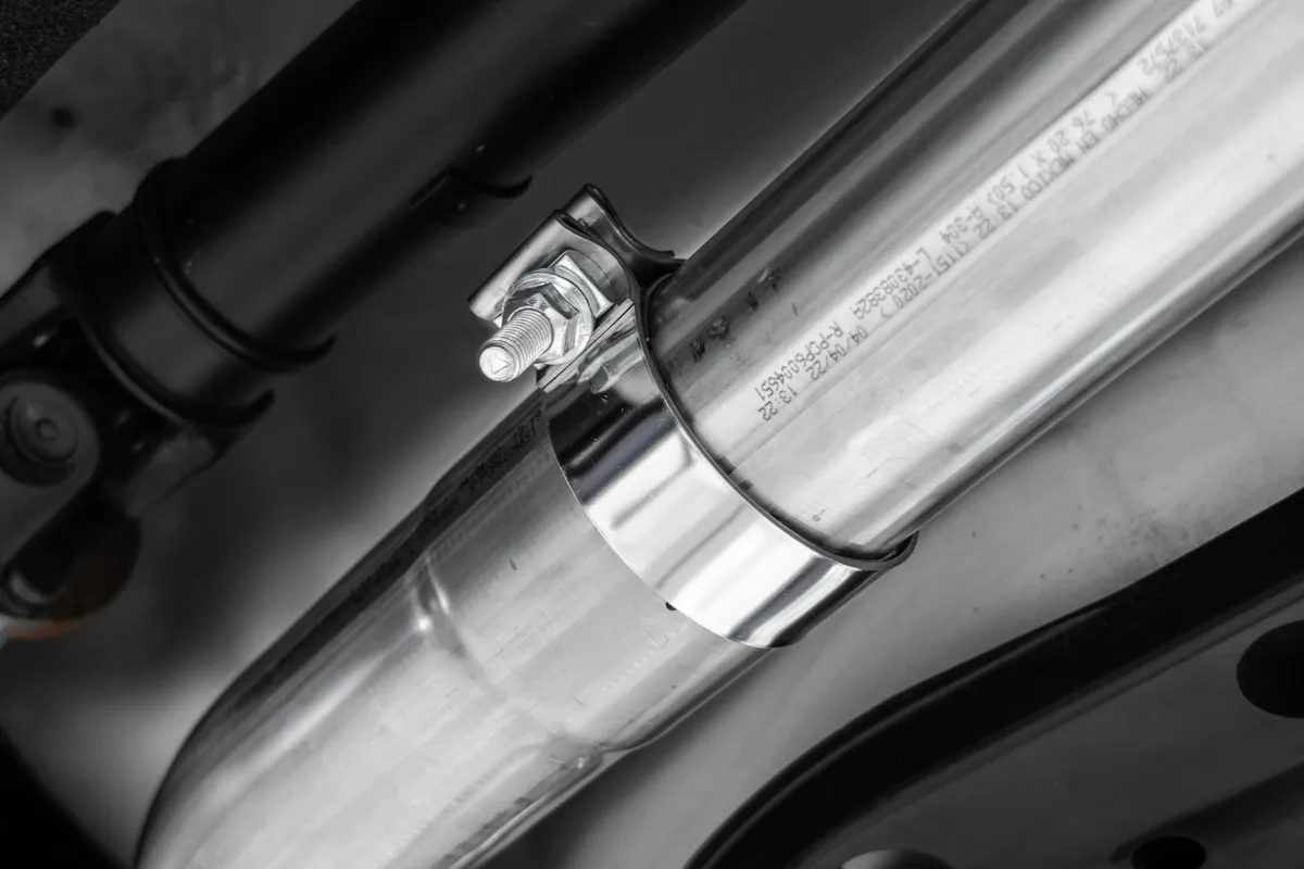 Armor Pro Cat Back Exhaust System; 3 in. Tubing; Single Rear Exit; T304 Stainless Steel; 5.0 in. Carbon Fiber Tip; product image