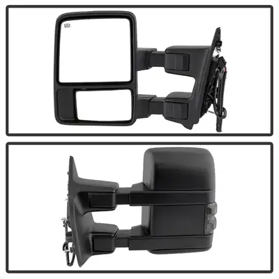 Spyder Auto XTune Door Mirror Set; Left And Right; Manual Extendable; Power Heated/Adjustable; w/LED Turn Signal; Smoke;