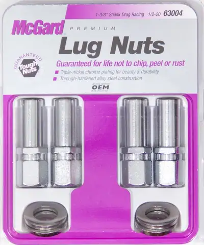 McGard Hex Lug Nut 1/220 Drag Racing Ctr Washer Xlng 1.365 in Shk 13/16 Hex 2.475