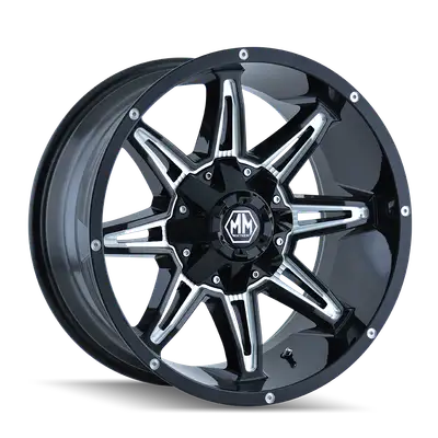 Mayhem Mayhem Offroad Wheels Rampage 8090 BK 20x9 Milled Spokes Black 18 Off Set 8 Lug 5.71 BSM 124.1 Bore Cast Aluminum