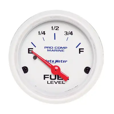 AutoMeter Gauge, Fuel Level, 2 1/16", 240oe to 33of, Elec, Marine White