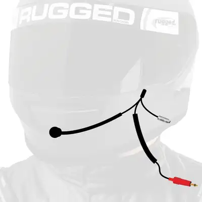 Rugged Radios Nascar Wired Helmet Kit With Mic 3.5mm Earbud Jack & Coil Cord
