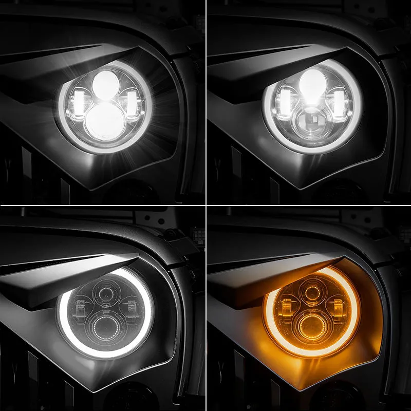 Best Seller Jeep Wrangler LED Headlights with Halo DRL & Turn Signals for 1997–2018 JK CJ TJ product image