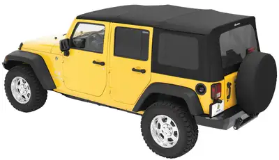 Bestop Replace-A-Top for OEM Hardware For Jeep 2007-2009 Wrangler JK 4 Door Tinted Black Diamond Sailcloth No Door Skins Included Bestop