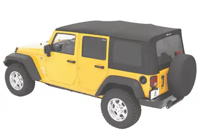 Bestop Replace-A-Top for OEM Hardware For Jeep 2010-2018 Wrangler JK 4 Door Tinted Black Diamond Sailcloth No Door Skins Included Bestop