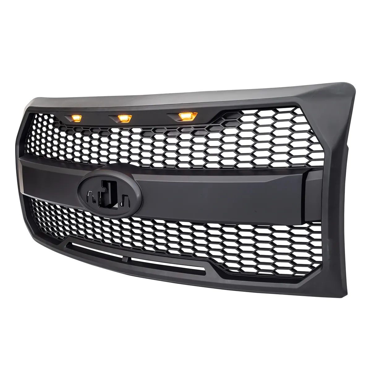 American Modified Amfmaa00159 Raptor Style Grille w/ Amber Lights& Emblem Holder, Matte Black product image
