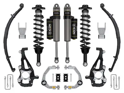 ICON Vehicle Dynamics ICON 2021-2025 Ford F-150 4WD, 3.5-4.5" Lift, Stage 2 Suspension System, Billet, w/ Leaf Packs