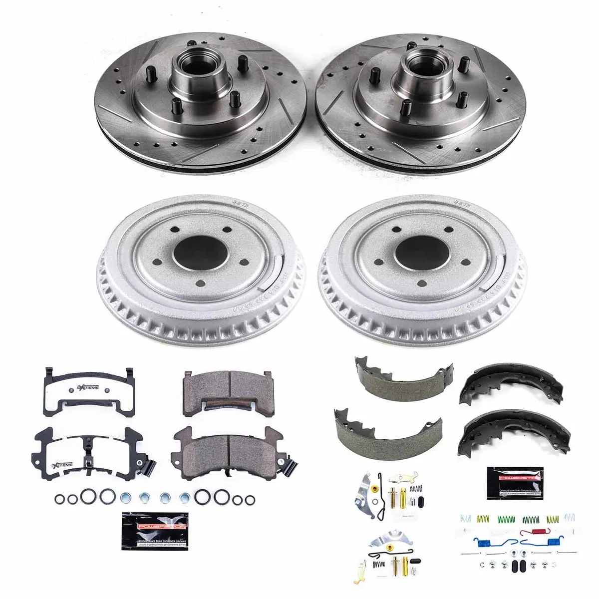 Z26 Street Warrior Upgrade Kit: Drilled/Slotted Rotors; Carbon-Fiber Ceramic Pads W/Hardware; Coated Drums; Shoes W/Hold Down And Adjuster Kit product image