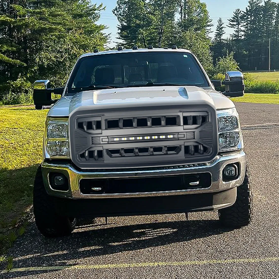 American Modified Amfmfa00105 Armor Grille With LED Off-Road Lights - Matte Black product image