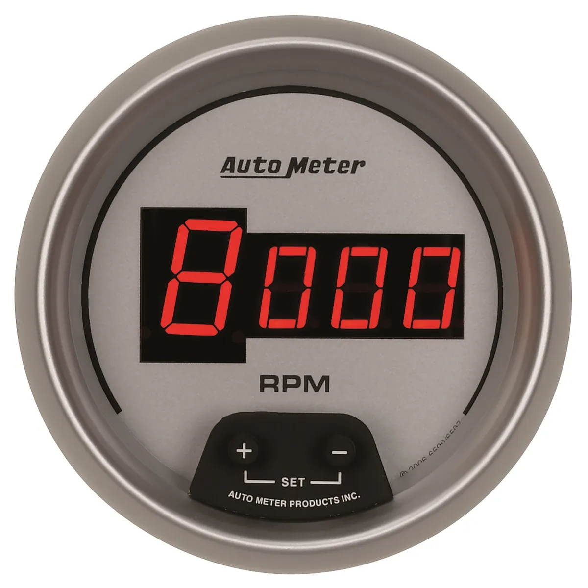 Gauge, Tach, 3 3/8", 10k RPM, In-Dash, Digital, Silver Dial w/ Red LED product image