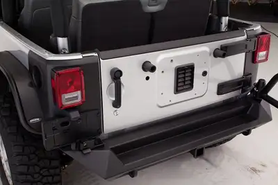 Fab Fours Heavy Duty Rear Bumper; 2 Stage Black Powder Coated; Incl. CB Mount; 0.75 in. D-Ring Mount;