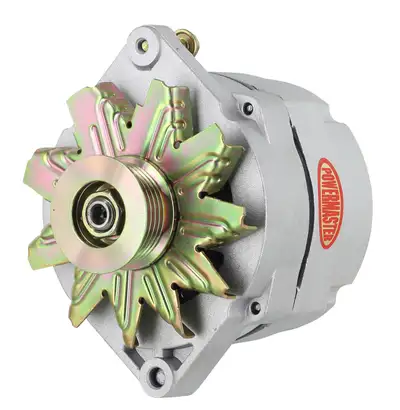 Power Master Alternator; Jeep Upgrade; 1 in. Spool Motorola Replacement; 100 Amp; 75 Idle; 6 Groove Pulley; 1 Wire; Natural;